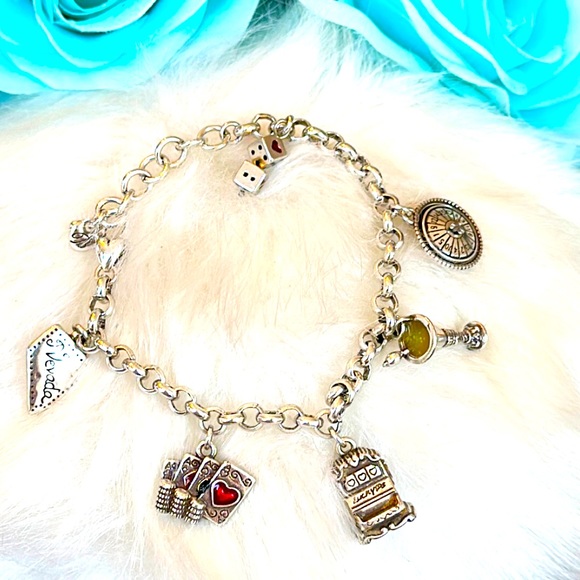 Brighton NEVADA Charm Bracelet martini cards poker chips roulette wheel dice - Picture 3 of 8